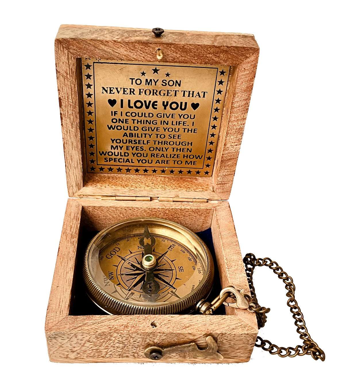 Inspiration gift for son from mom dad - Engraved compass with meaningful quote