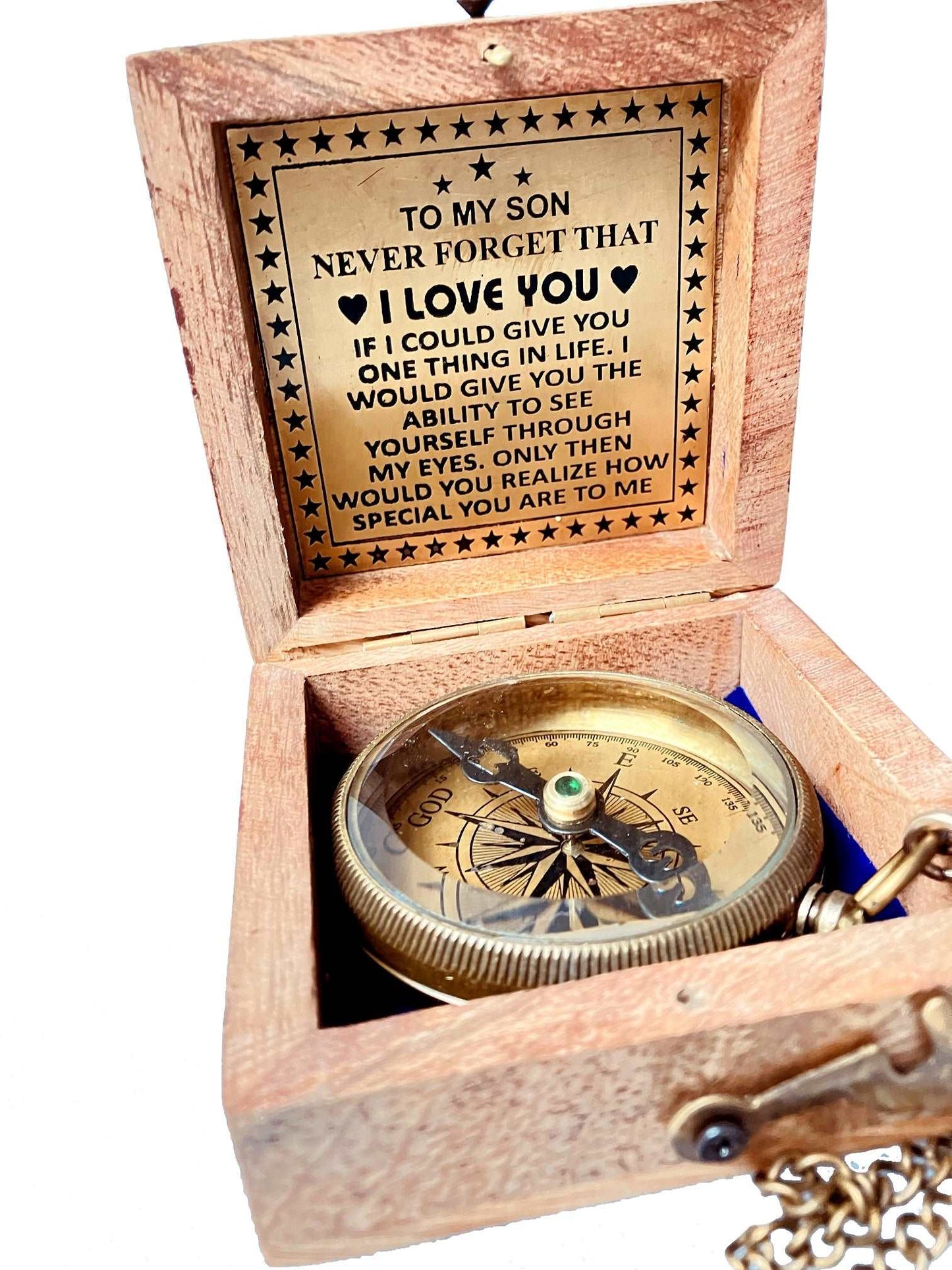 Inspiration gift for son from mom dad - Engraved compass with meaningful quote
