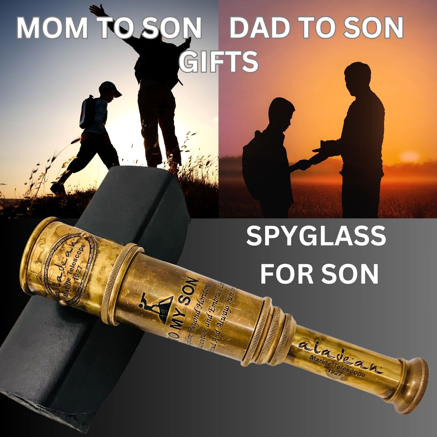 dad to son gift - mom to son gifts - a pirate spyglass - personalized quote engraved