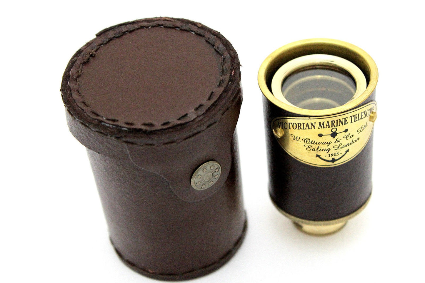 Pirates Spyglass Télescope marin victorien en laiton massif avec étui en cuir - 8"