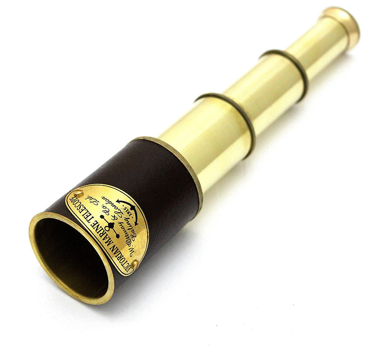 Pirates Spyglass Télescope marin victorien en laiton massif avec étui en cuir - 8"