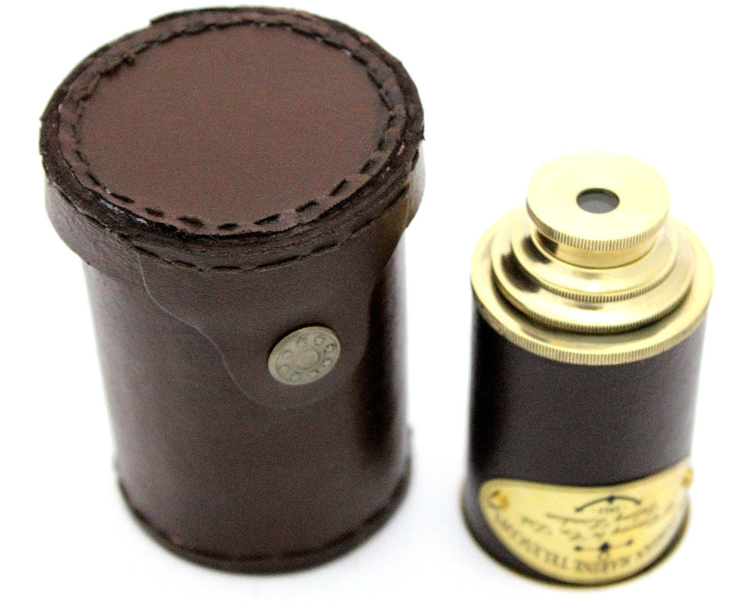 Pirates Spyglass Télescope marin victorien en laiton massif avec étui en cuir - 8"