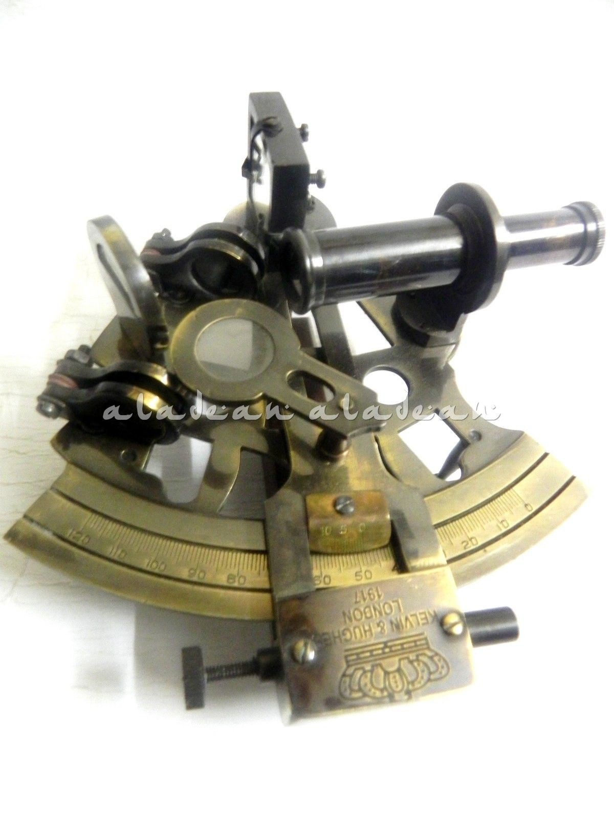 6" antiker nautischer Sextant aus massivem Messing mit Holzbox