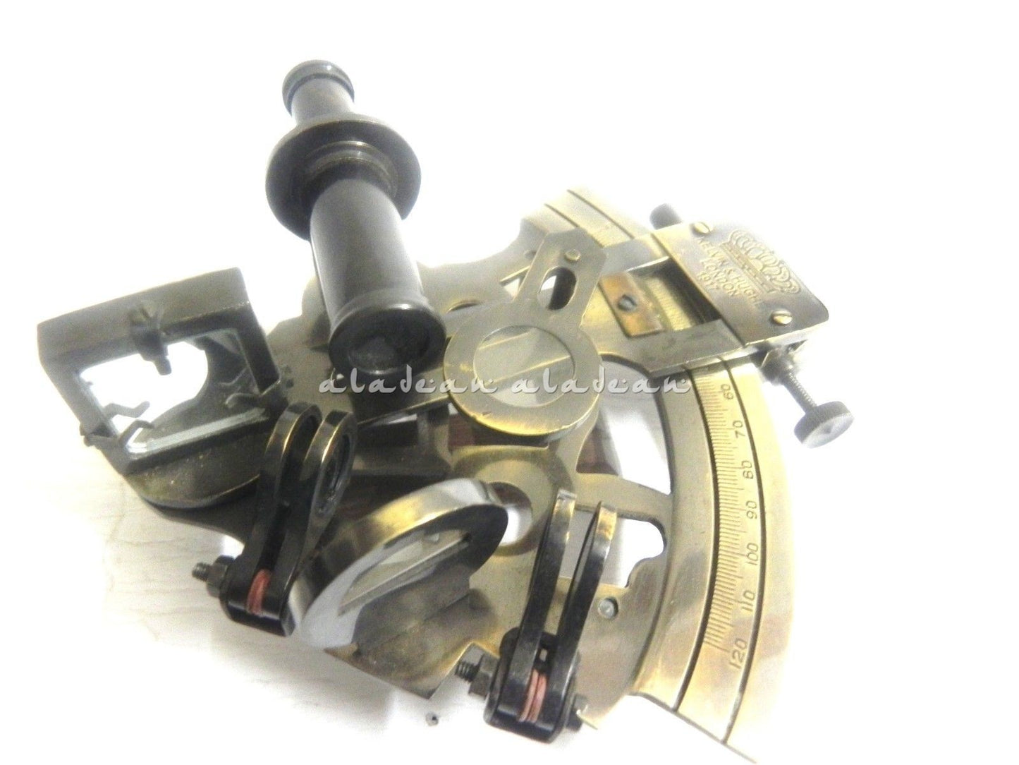 6" antiker nautischer Sextant aus massivem Messing mit Holzbox