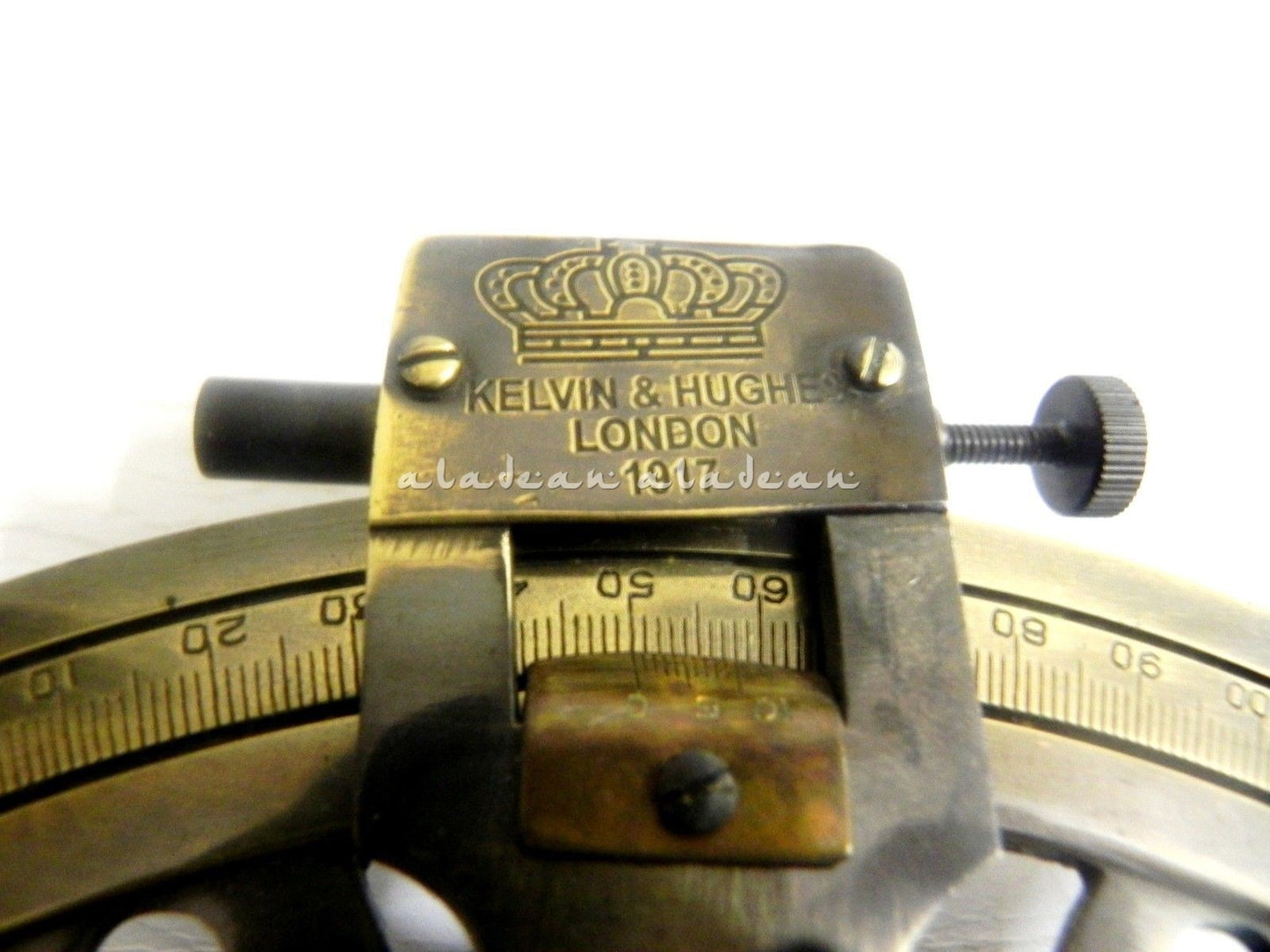6" antiker nautischer Sextant aus massivem Messing mit Holzbox