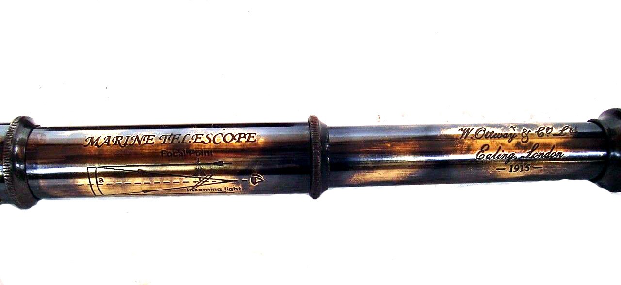 Télescope nautique antique à longue-vue 40,6 cm, cadeau marine dans une boîte souvenir