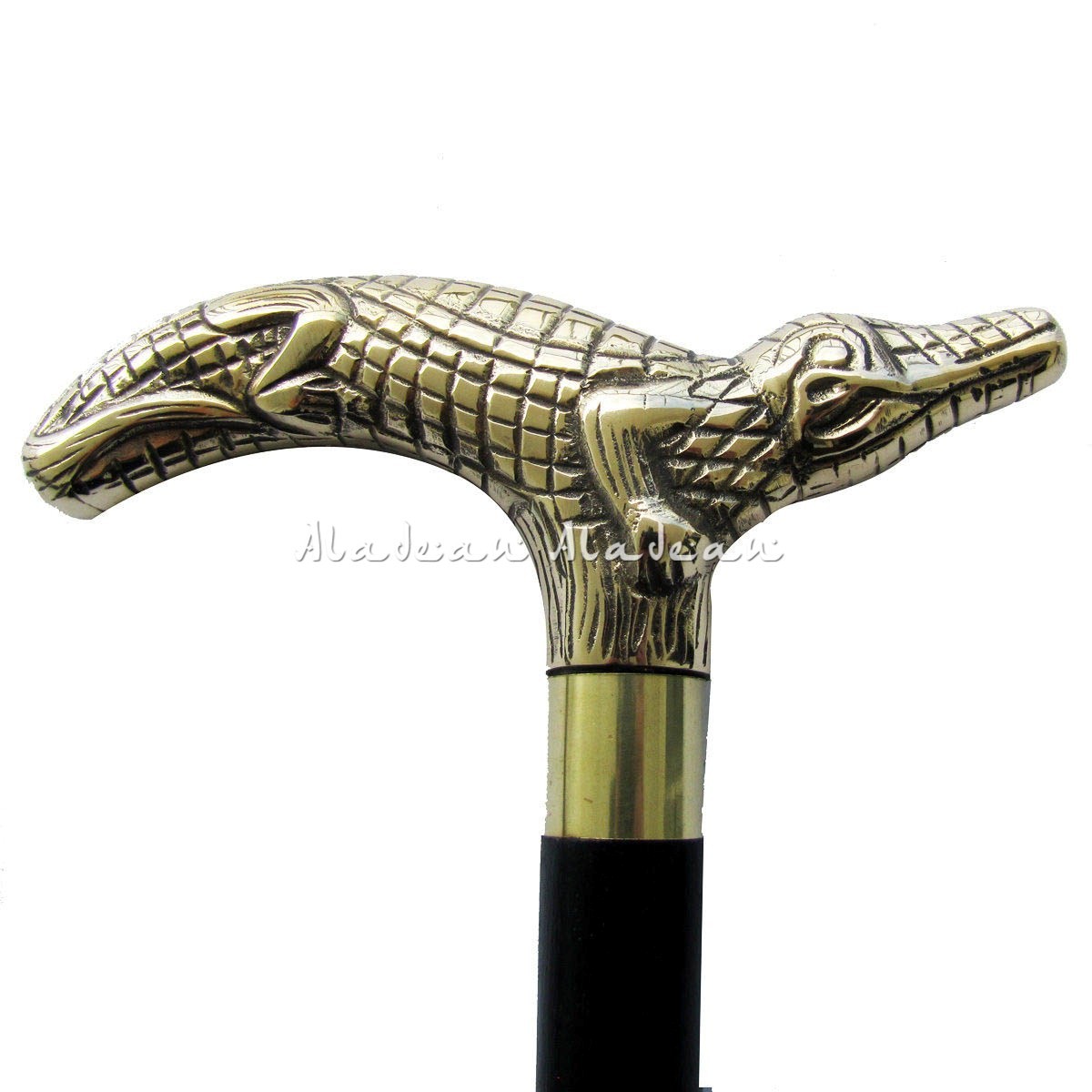 Brass Alligator Cane Walking Stick