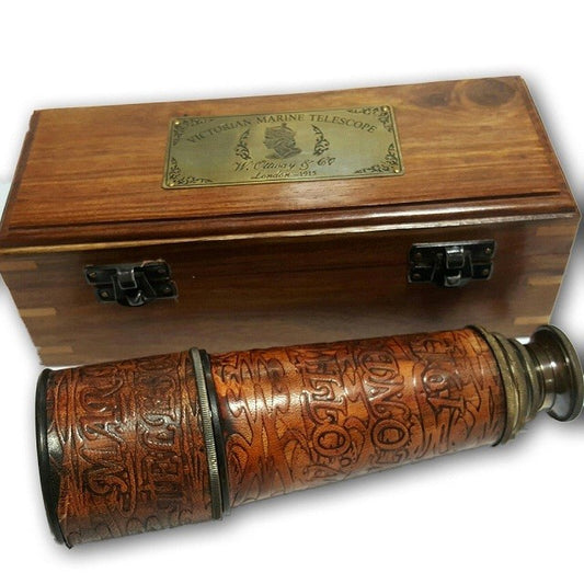 Télescope victorien en laiton antique
