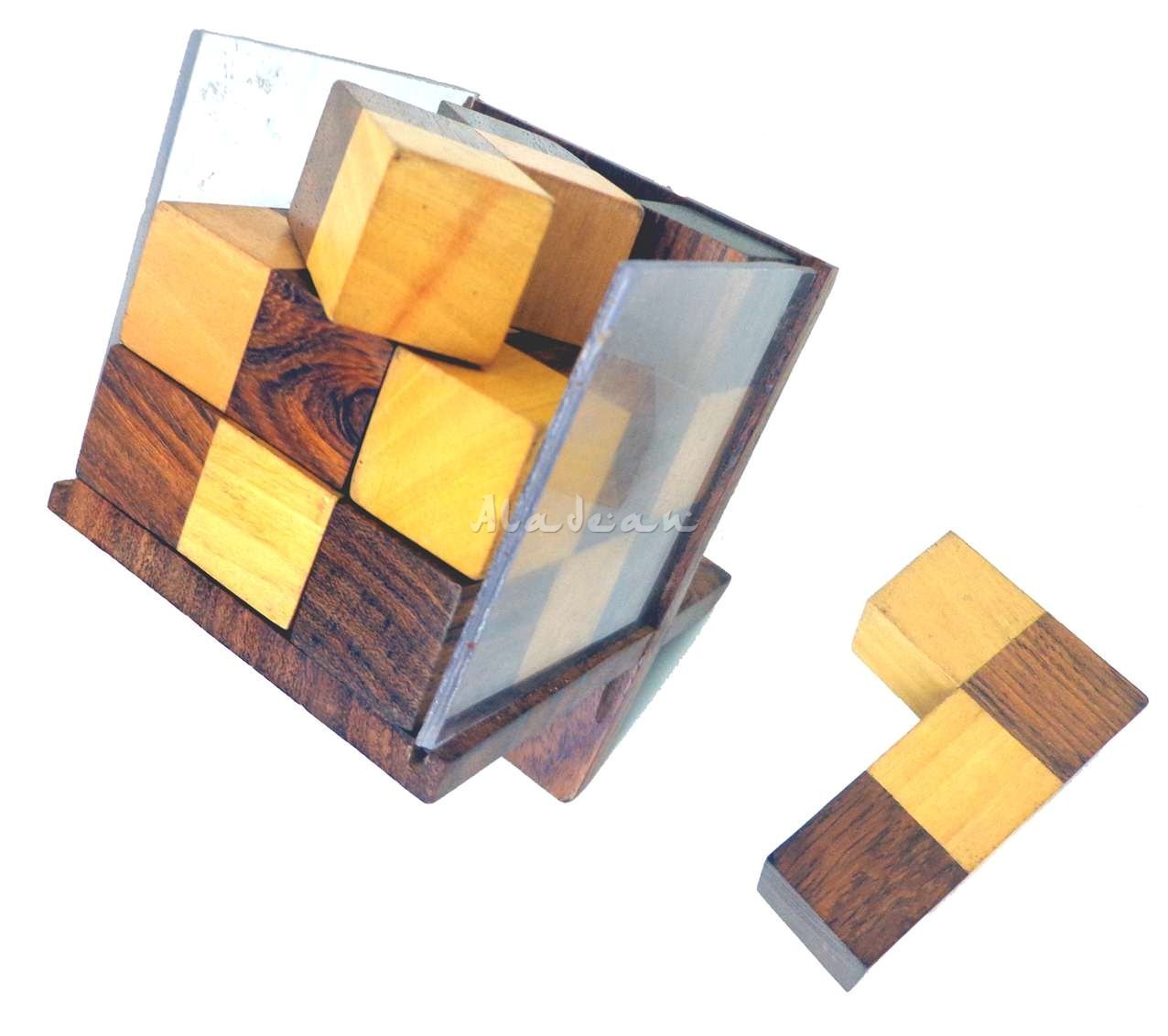 Kid Safe Wood Cube Mind Teaser Game