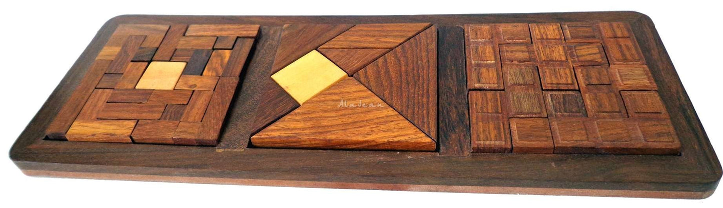Tangram-Holzpuzzle – 3er-Set