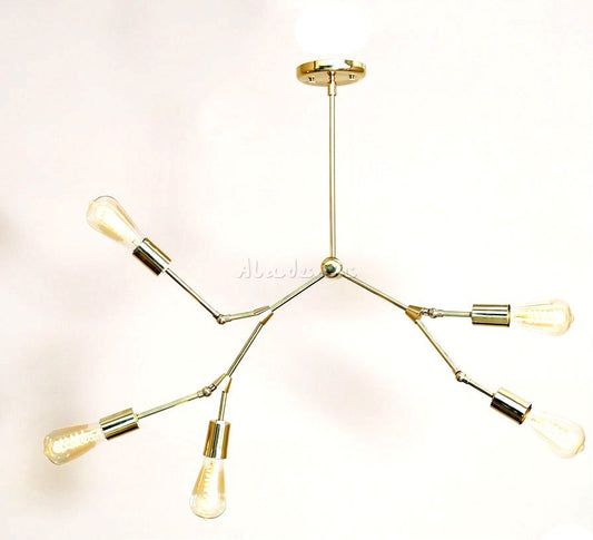 Kronleuchter im Sputnik-Stil aus Messing
