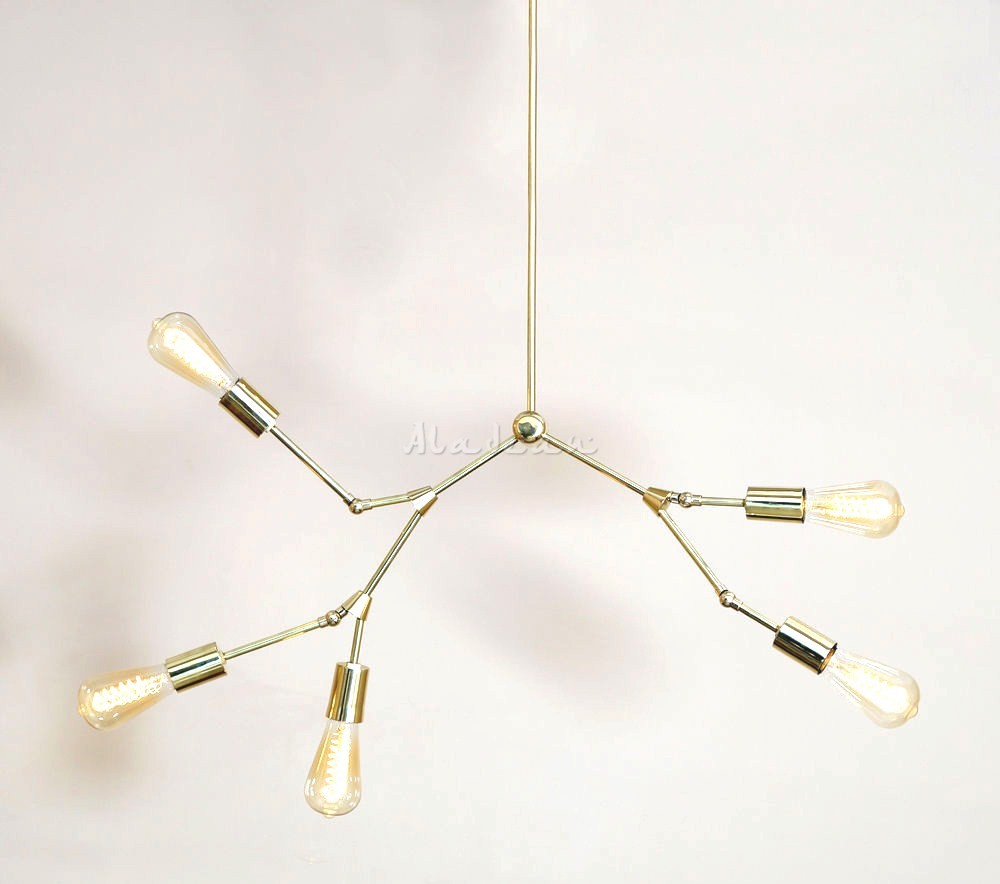 Brass Sputnik Inspired Chandelier