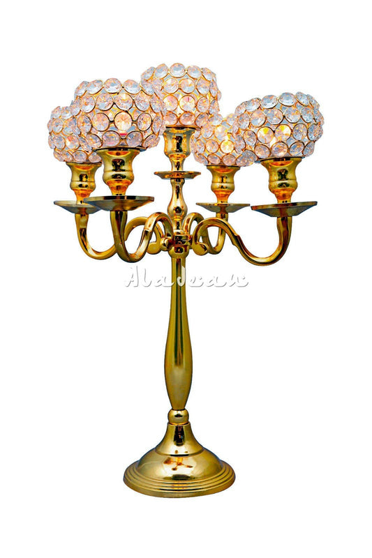Votive candélabre doré à 5 bras