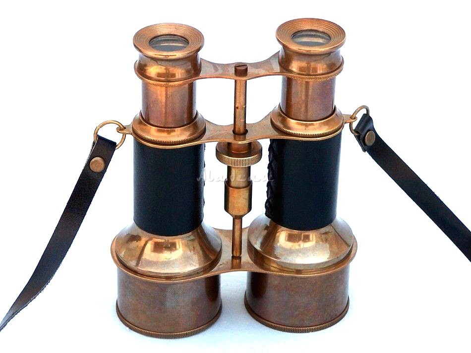 Antikes Messing-Fernglas mit Lederetui