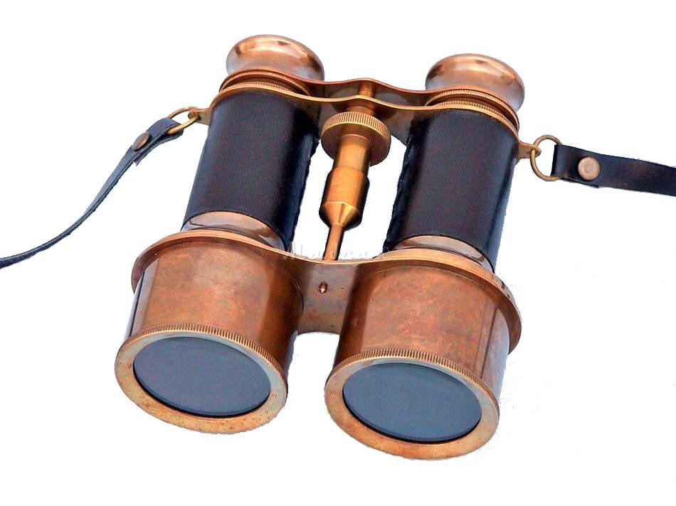 Antikes Messing-Fernglas mit Lederetui