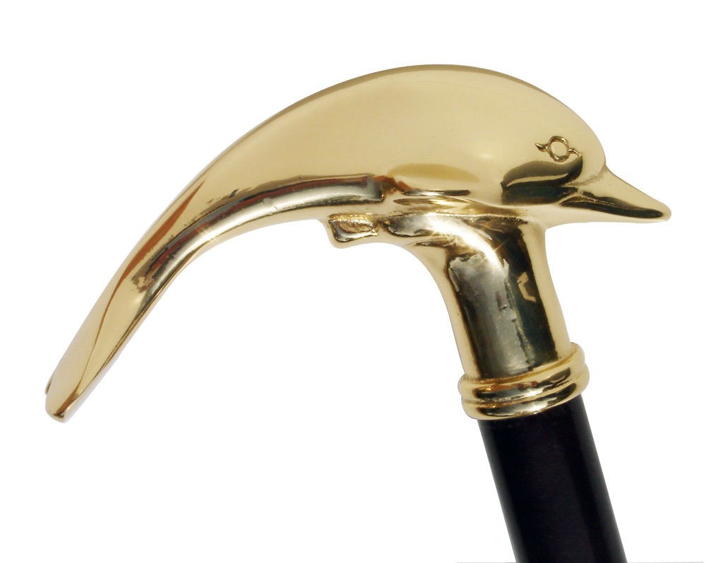 Brass Dolfin Handle Walking Stick