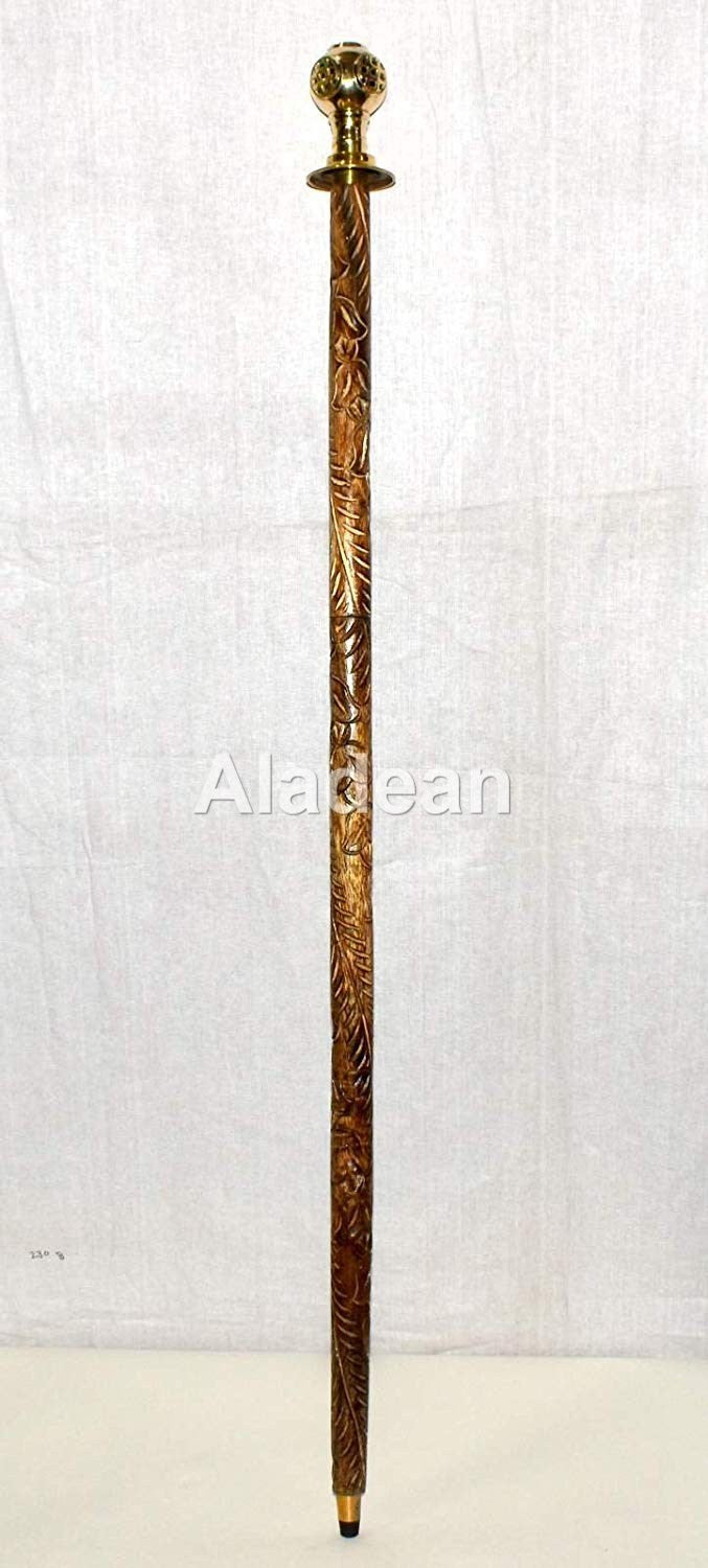 Messing antiker Gehstock aus Holz