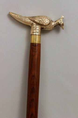 Antique Brass Peacock Walking Stick