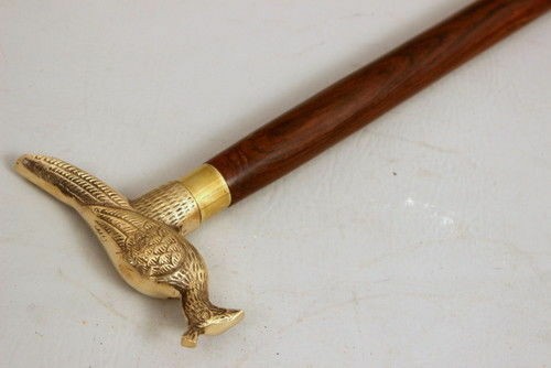 Antique Brass Peacock Walking Stick