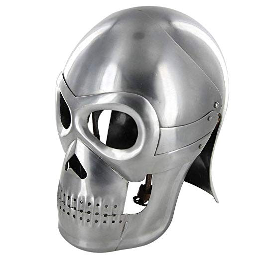 Mittelalterlicher Totenkopf-Rüstungshelm – Skelett-Requisite für Reenactment