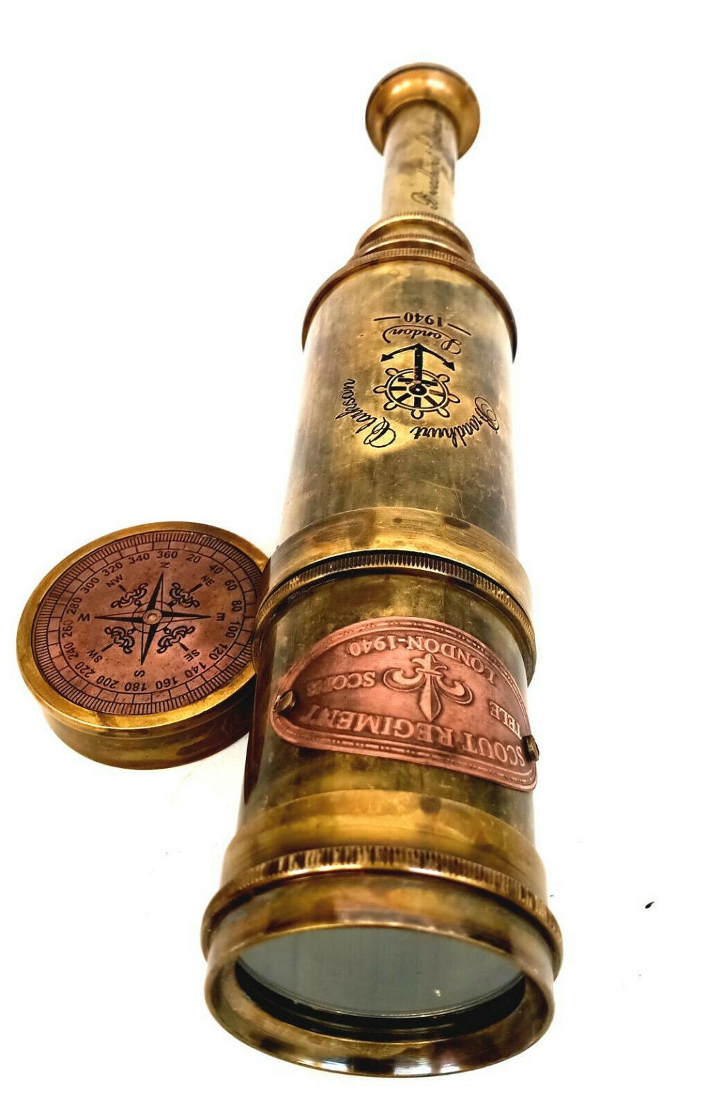 Brass Telescope 19" Scout Regiment Pirate Spyglass for Kids 20x Hi Magnification Gift