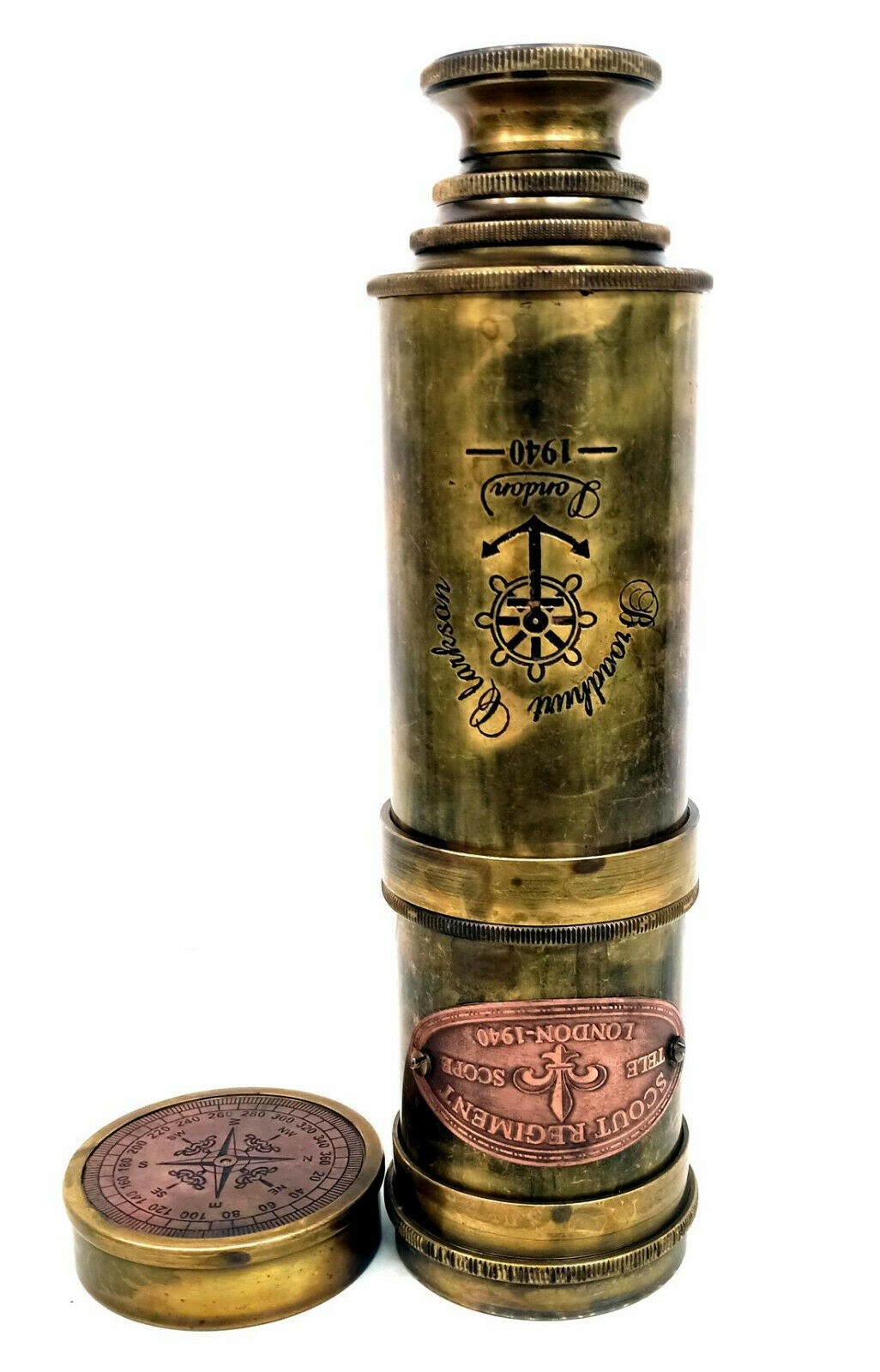 Brass Telescope 19" Scout Regiment Pirate Spyglass for Kids 20x Hi Magnification Gift