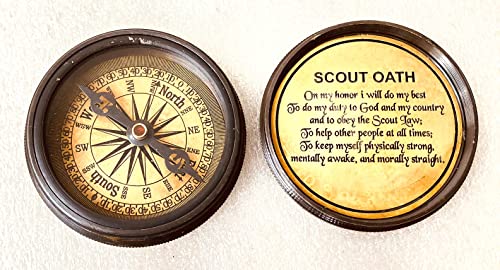 Boys Scout Compass Gift - Engraved Eagle Scout Oath Compass in Wood Box Scout Be Prepared Camping Orienteering Compass, Hiking Backpacking Compass Gift, 50 Year calander