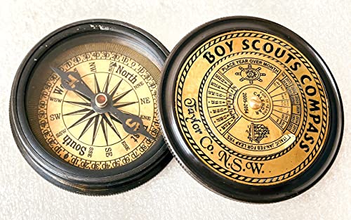 Boys Scout Compass Gift - Engraved Eagle Scout Oath Compass in Wood Box Scout Be Prepared Camping Orienteering Compass, Hiking Backpacking Compass Gift, 50 Year calander