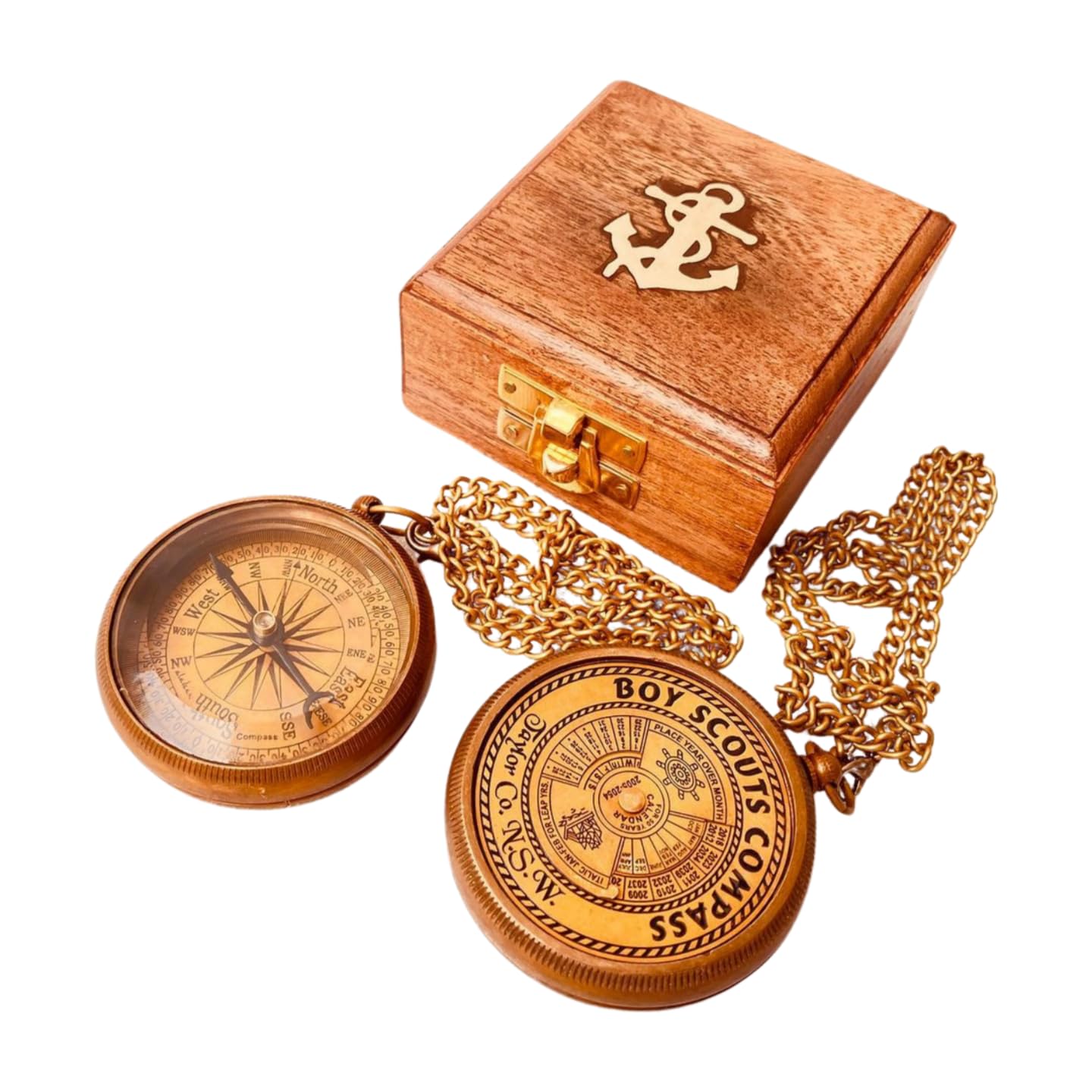 Boys Scout Compass Gift - Engraved Eagle Scout Oath Compass in Wood Box Scout Be Prepared Camping Orienteering Compass, Hiking Backpacking Compass Gift, 50 Year calander