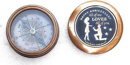 Wedding Anniversary Gift for Husband Wife Brass Compass