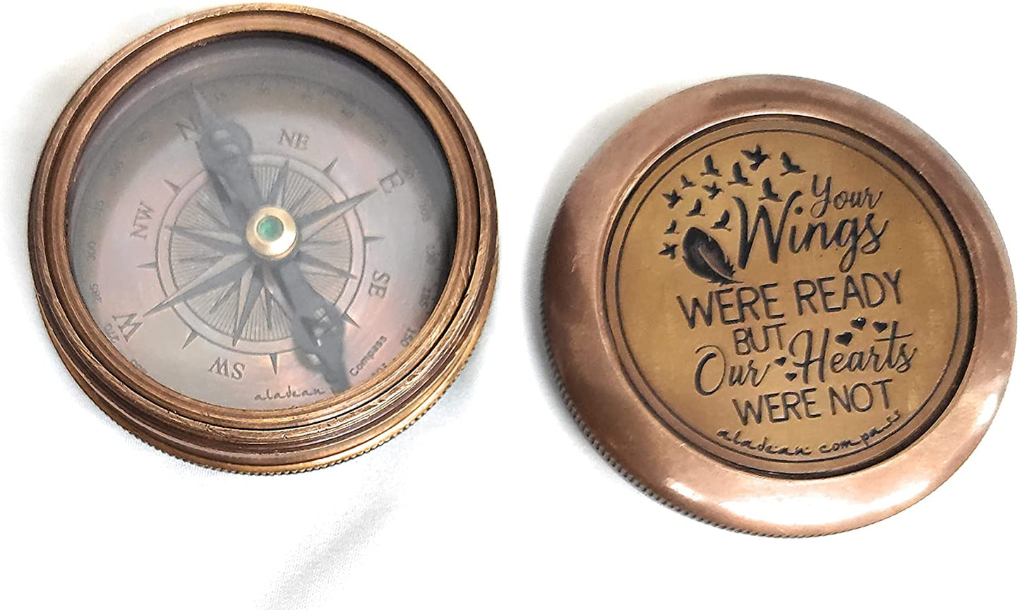 Bereavement Memorial Gift for Condolence & Sympathy Brass Compass