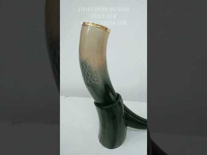 Viking Drinking Horn Mug Tankard with Stand & Leather Holder Wholesale