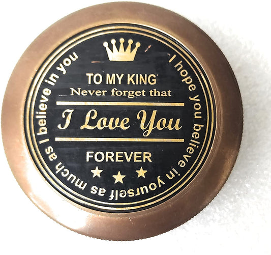 Gift For Husband From Wife Engraved My King Brass Compass