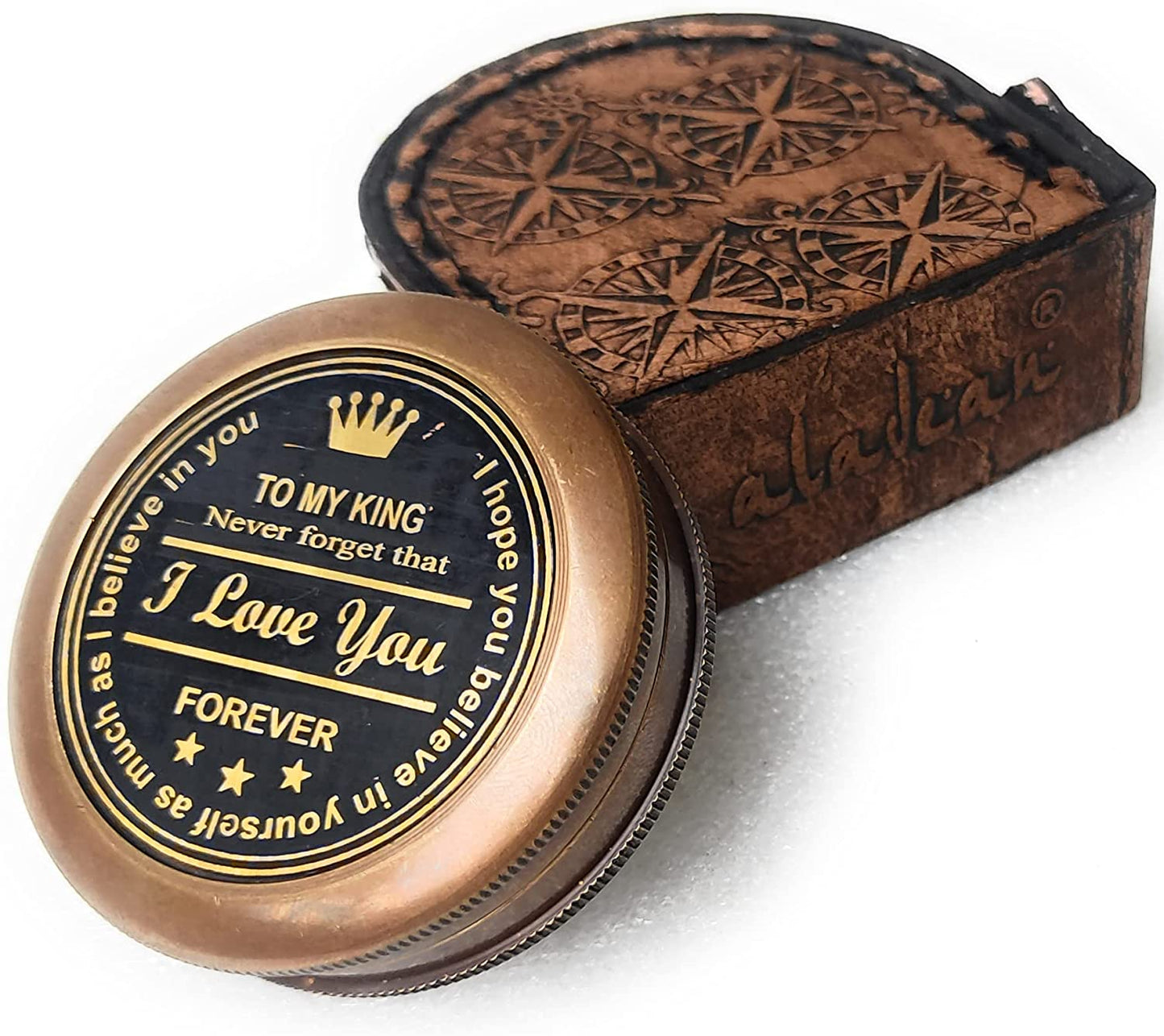 Geschenk für Ehemann und Ehefrau mit Gravur „My King“ aus Messing