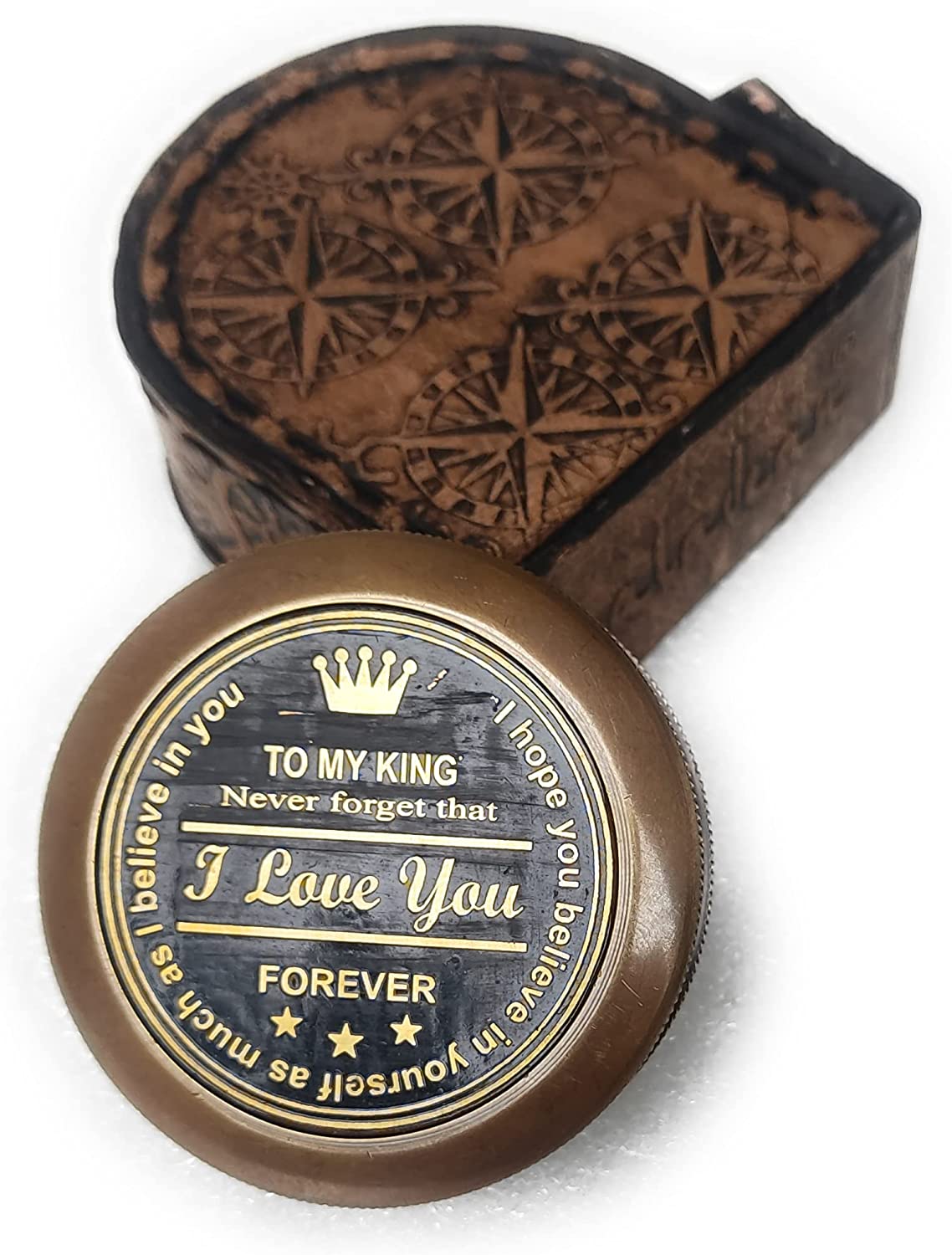 Geschenk für Ehemann und Ehefrau mit Gravur „My King“ aus Messing