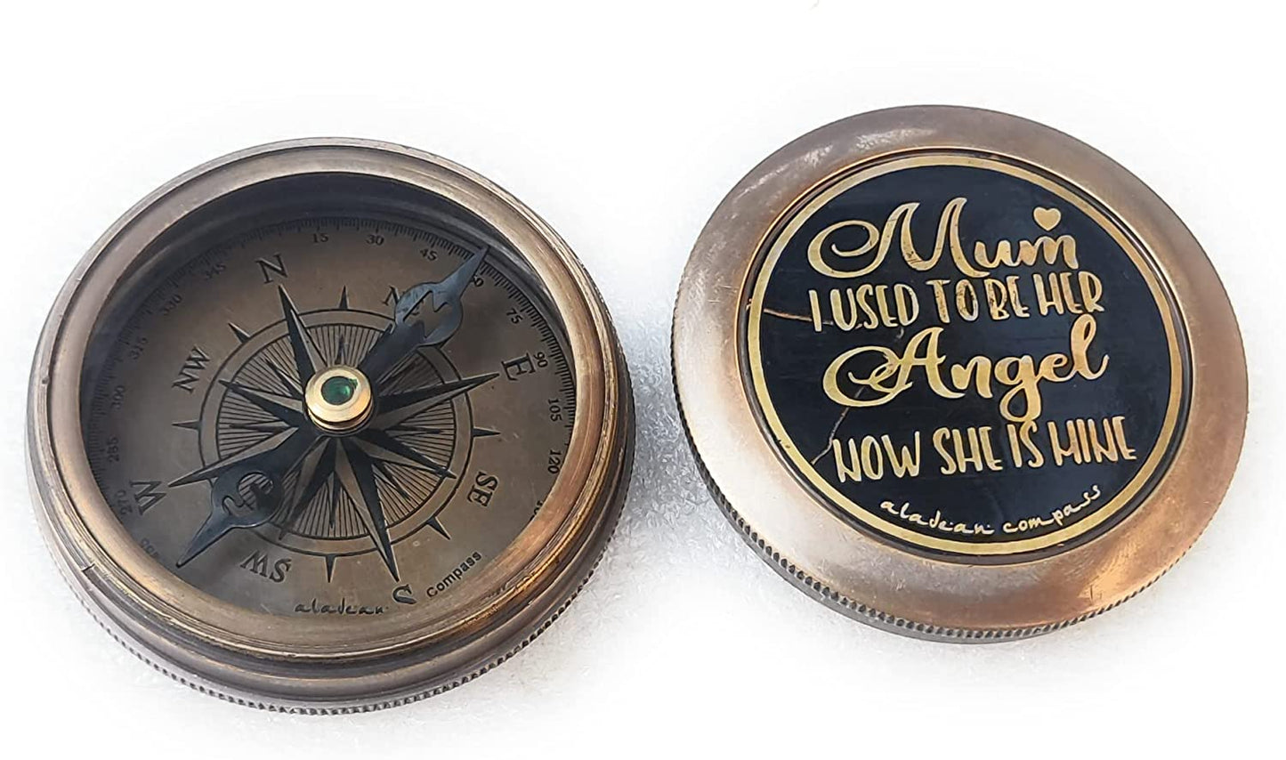 Mom Memorial Gift for Loss of Mother Bereavement Brass Compass