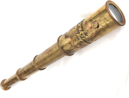 Brass Spyglass Telescope 12" Pirate Scout Style Gift 20x Zoom