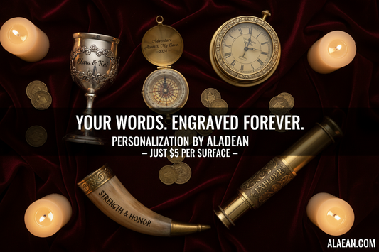 Aladean Engraved Products Flat Lay - Your Words Engraved Forever Personalization by Aladean Just 5 Per Surface - Aladean