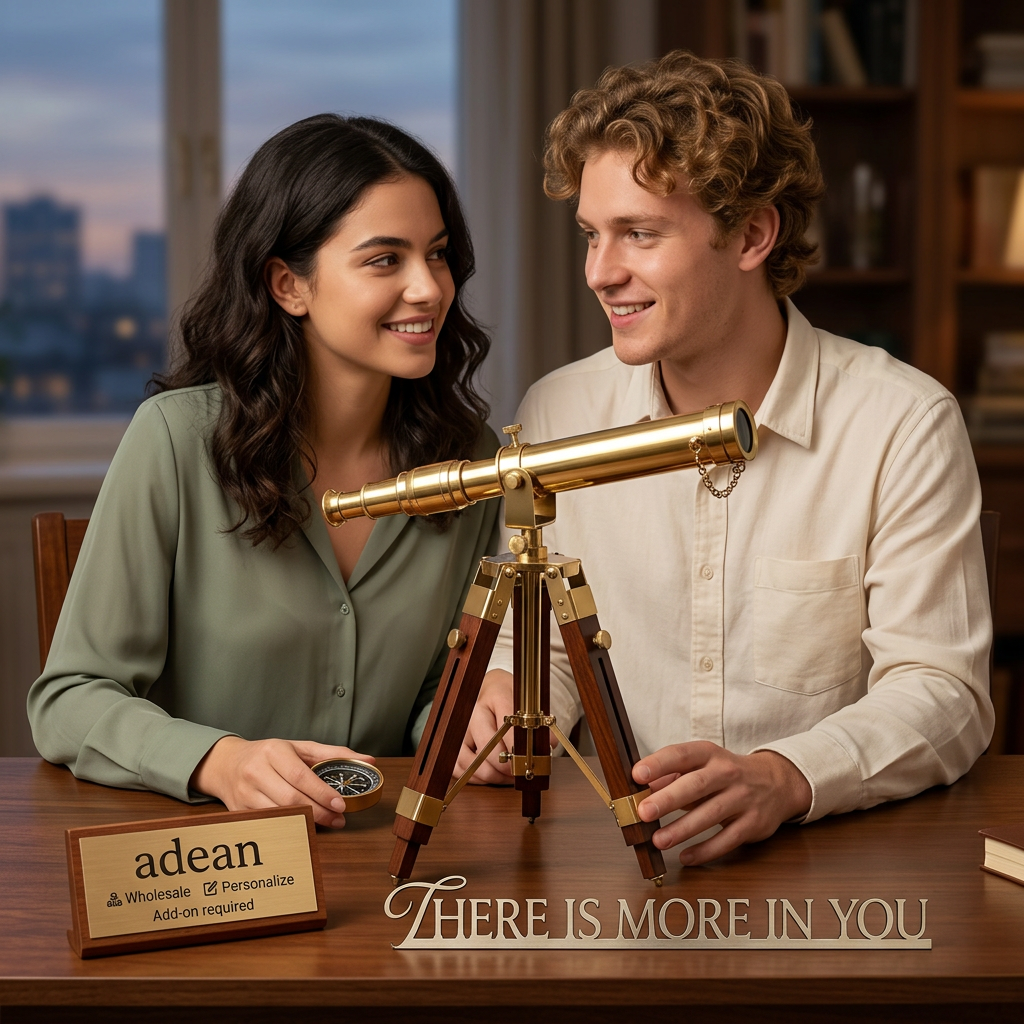 10-inch brass telescope with wooden stand