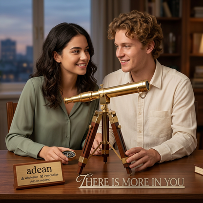 10-inch brass telescope with wooden stand