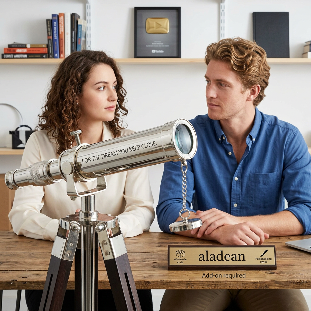 10-inch chrome-finish brass telescope with stand