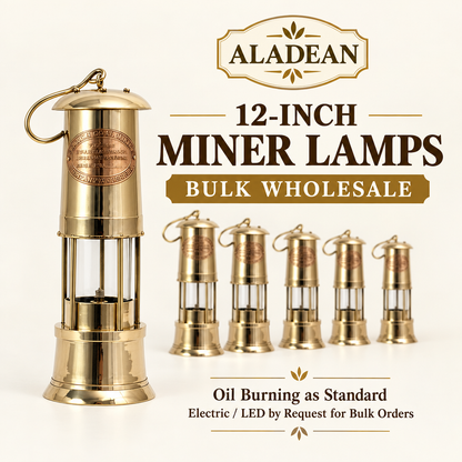 12-inch brass miner oil lamp for Aladean wholesale enquiries