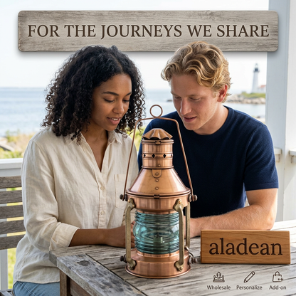 12-inch brass ship lantern with ribbed glass