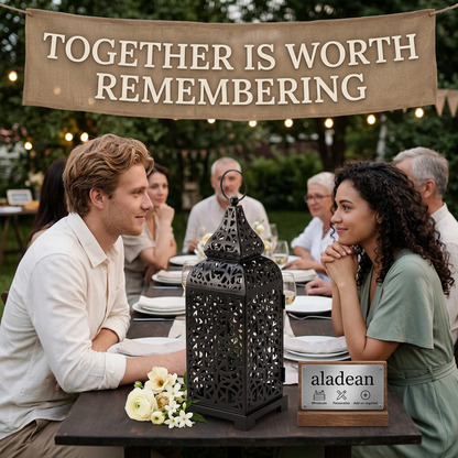 14-inch black metal wedding lantern