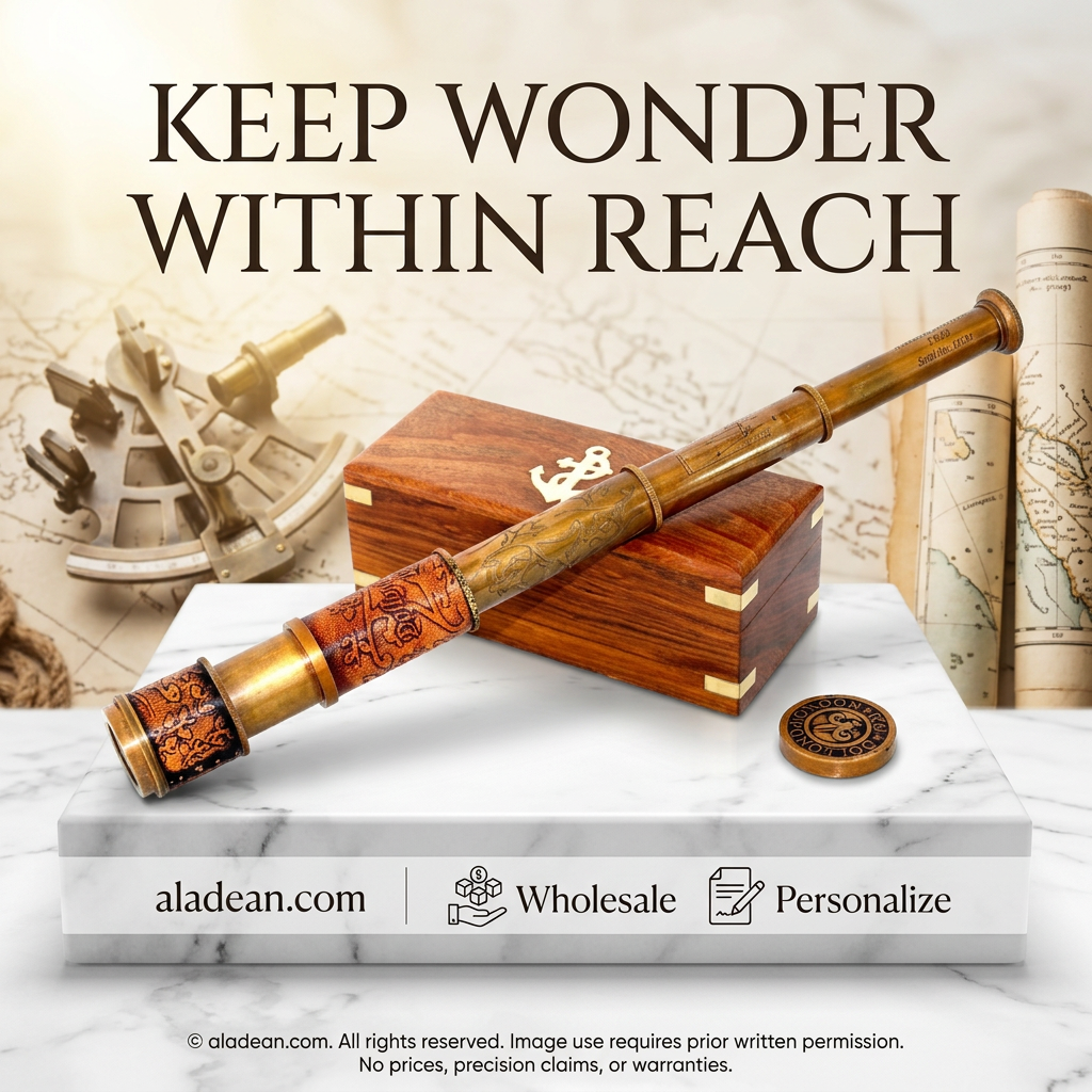 15-inch brass spyglass with wooden box wholesale