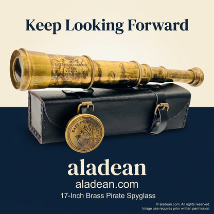17-inch brass pirate spyglass with case