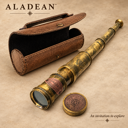 19-inch Scout Regiment brass spyglass with brown carrying case