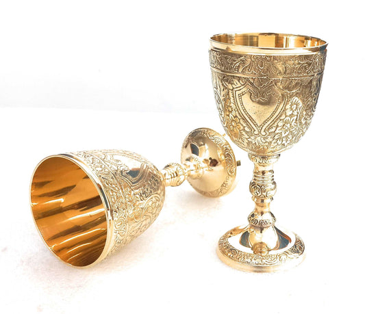 Vintage Chalice Goblet | Royal Wine Cups of King Arthur - Renaissance Medieval Gifts for Communion, Christmas