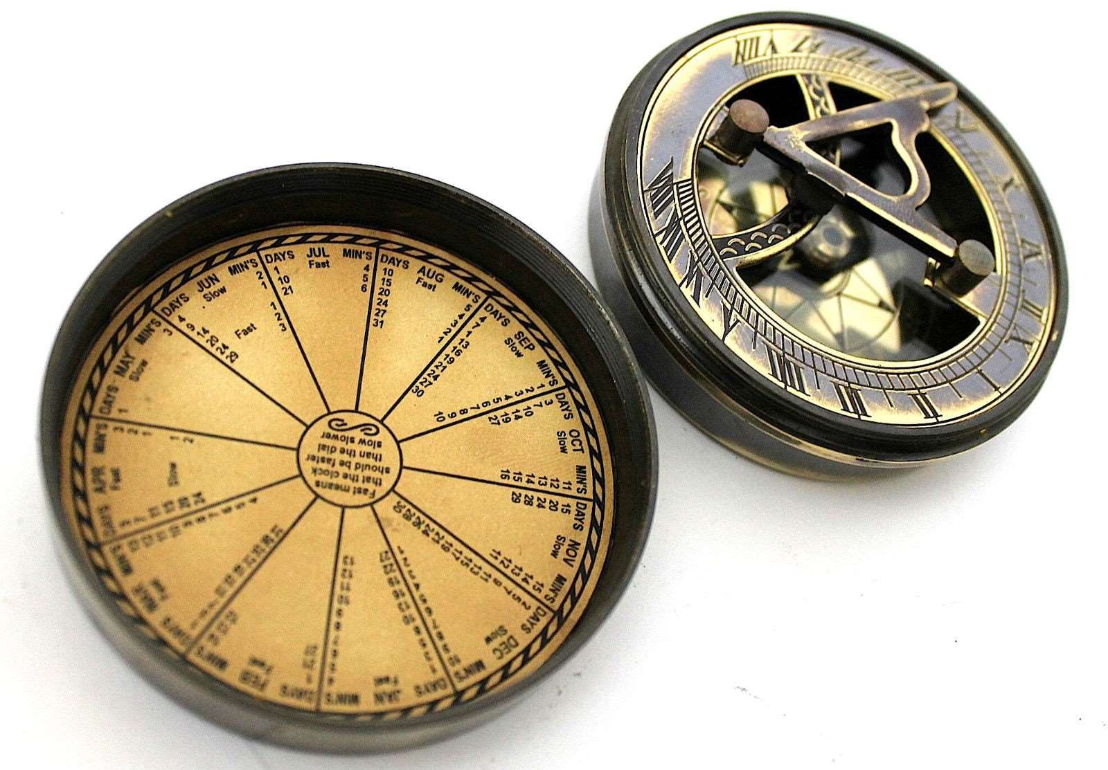 Personalized Brass Sundial Compass - Customizable Engraved Quote