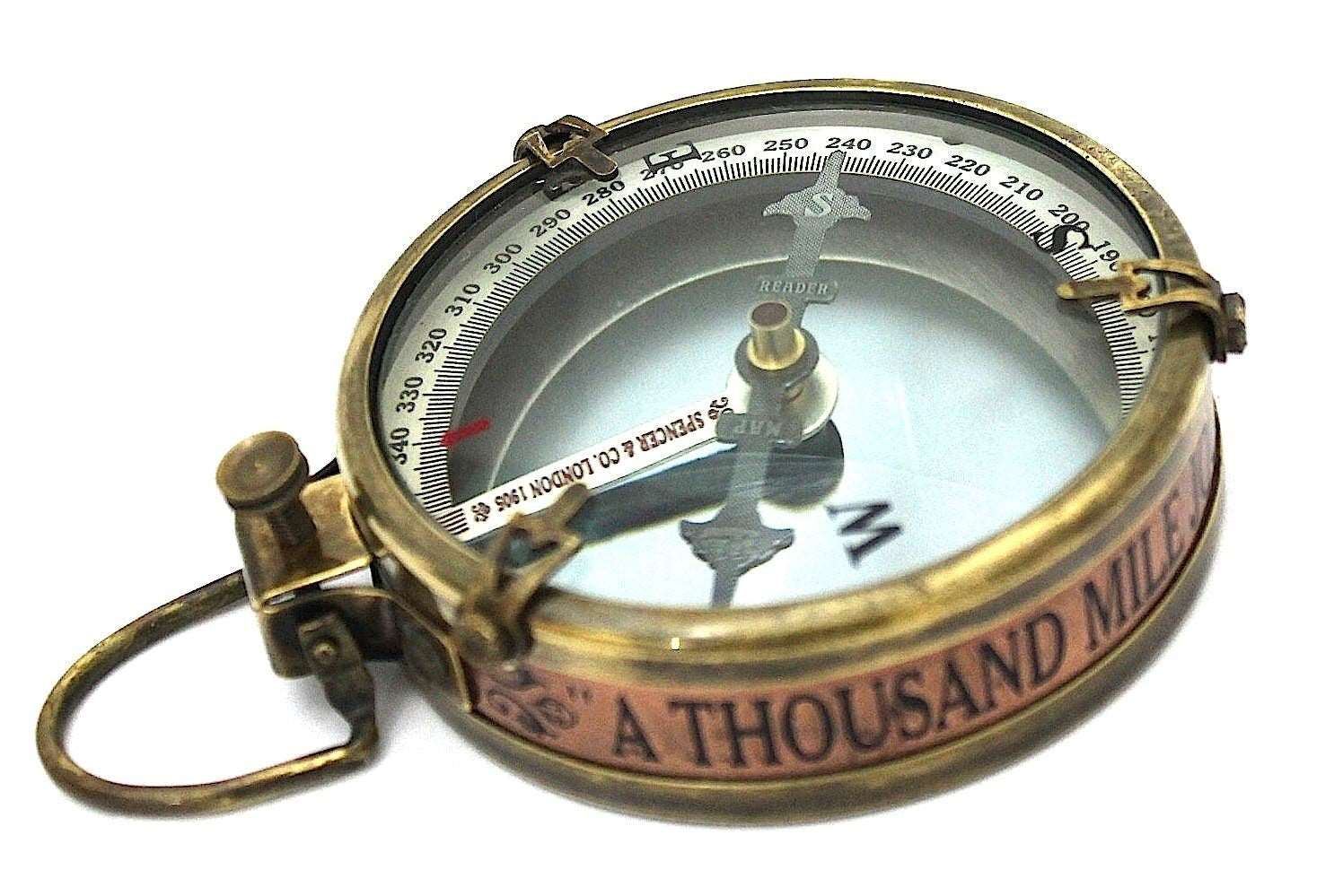 Brass Magnified Compass with wooden Box